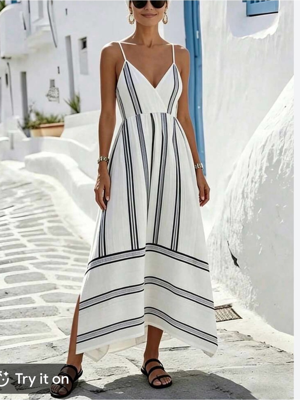 Women’s Size 6 navy, gray and white casual dress